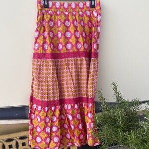 Sigrid Olsen Pink and Orange Floral Maxi Skirt